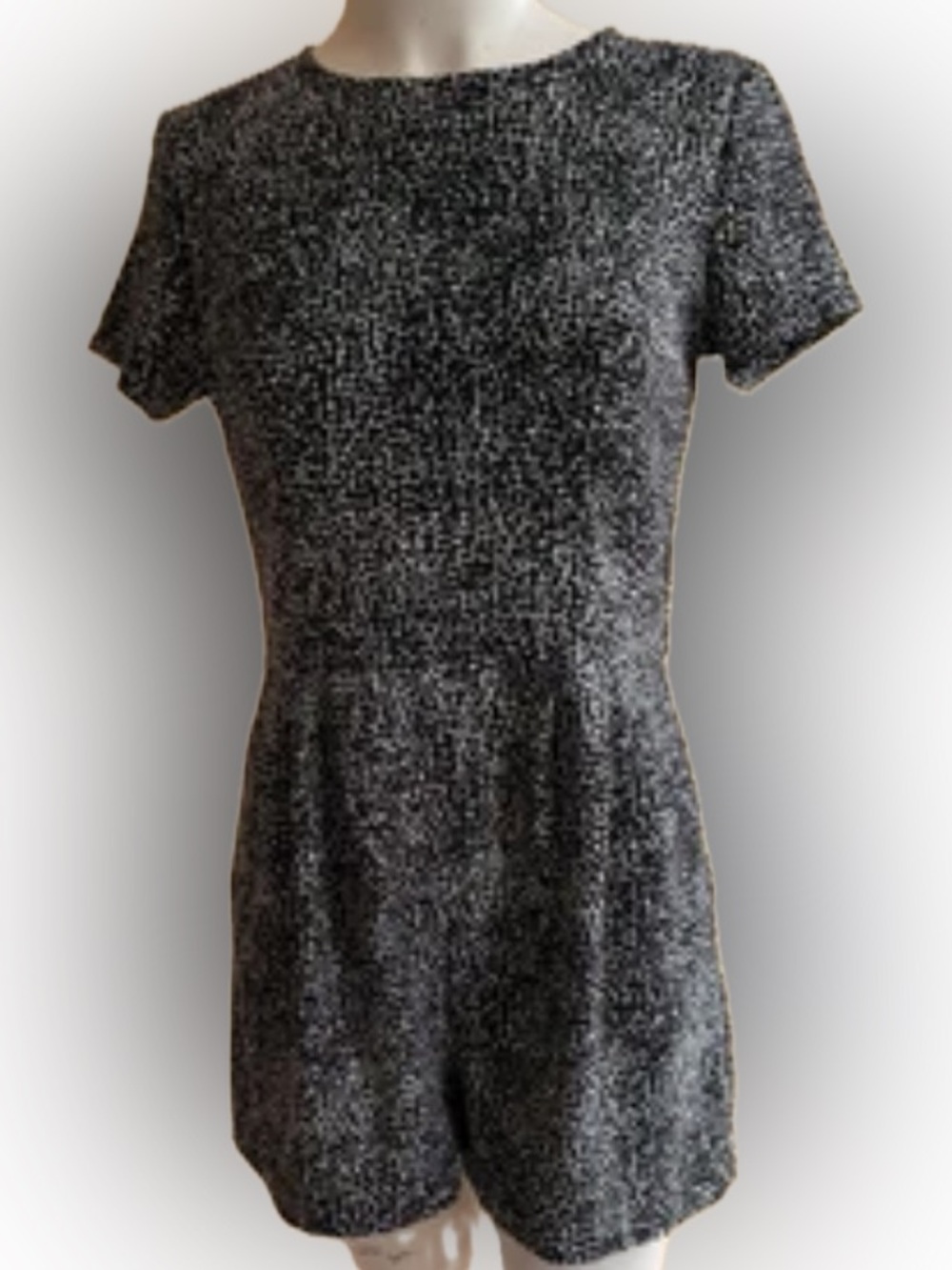 Zara Trafaluc Black & White Animal Print Cap Sleeve Romper - Size L